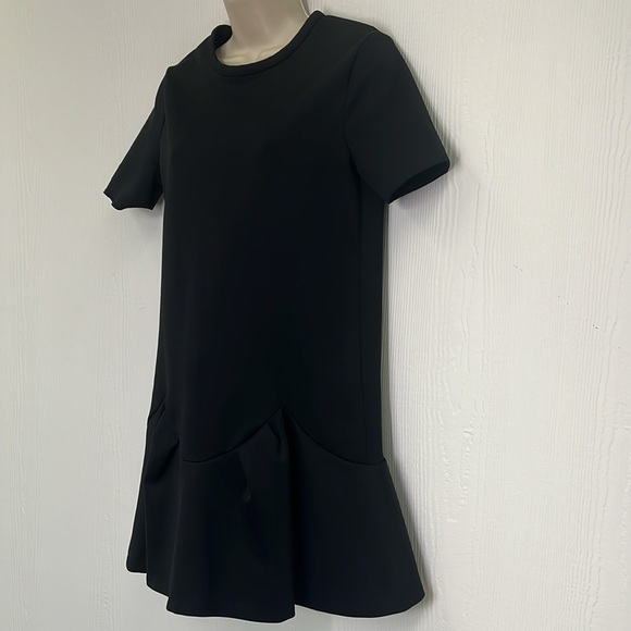 Zara - Black Short Sleeve Ruffle Lightweight  Crewneck Mini Dress Size Small - Picture 5 of 10
